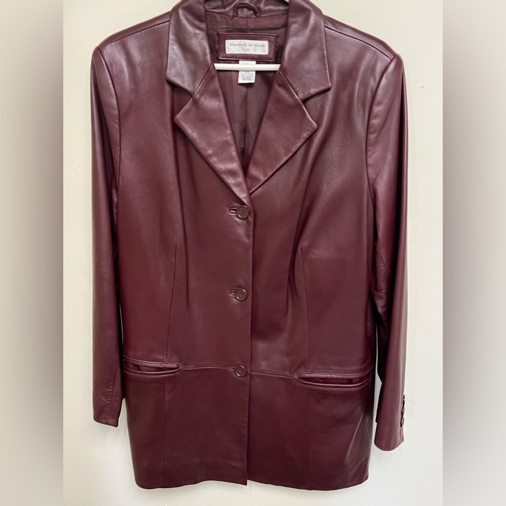 Preston & York vintage Lambskin leather jacket wine Size 1X